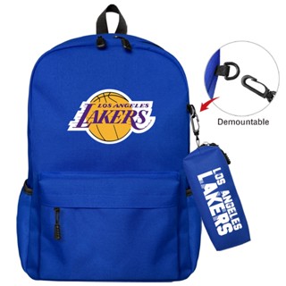 กระเป๋าเป้สะพายหลัง กระเป๋านักเรียน ผ้าแคนวาส ลายการ์ตูนจรวด Los Angeles Lakers เหมาะกับการเดินทางกลางแจ้ง สําหรับเด็กผู้ชาย และเด็กผู้หญิง