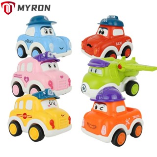 Myron 6 ชิ้น ดึงกลับรถ เด็ก พลาสติก การ์ตูน มินิ รถ โมเดลรถ