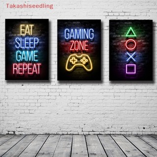 (Takashiseedling) โปสเตอร์ผ้าใบ พิมพ์ลาย Eat Sleep Game Repeat สําหรับเล่นเกม