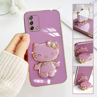 (พร้อมส่งจากไทย) เคส Samsung เคสขอบทอง+ขาตั้งกระจกคิตตี้ A14 A24 A34 A54 A53 A52 A04S A13(5g) A13(4g) A23(4/5g)