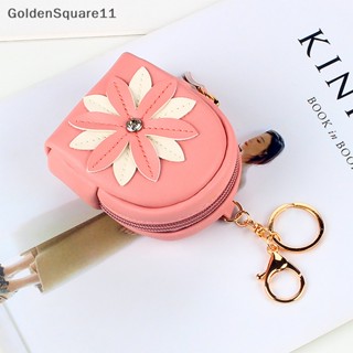 Goldensquare กระเป๋าสตางค์ กระเป๋าใส่เหรียญ มีซิป ขนาดเล็ก ลายดอกไม้ สีทอง สําหรับเด็กผู้หญิง