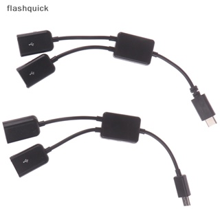 Flashquick ไมโคร usb / type c ถึง 2 otg dual female พอร์ต usb hub สายเคเบิล y splitter อะแดปเตอร์ Nice