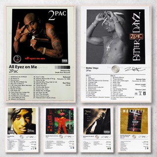 โปสเตอร์ภาพวาดผ้าใบ รูป Tupac Shakur All Eyez On Me Music สําหรับตกแต่งบ้าน ห้อง 2 ชิ้น