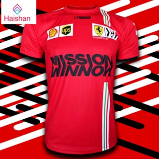 haishan เสื้อยืดคอกลม T-shirt F1 Ferrari Missionwinnow เสื้อยืดทีม เฟอร์รารี่ มิชชั่นวินโนว์#FM0018 ไซส์ S-5XL