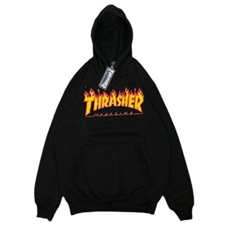 Thrasher FLAME เสื้อแจ็กเก็ต มีฮู้ด สีดํา