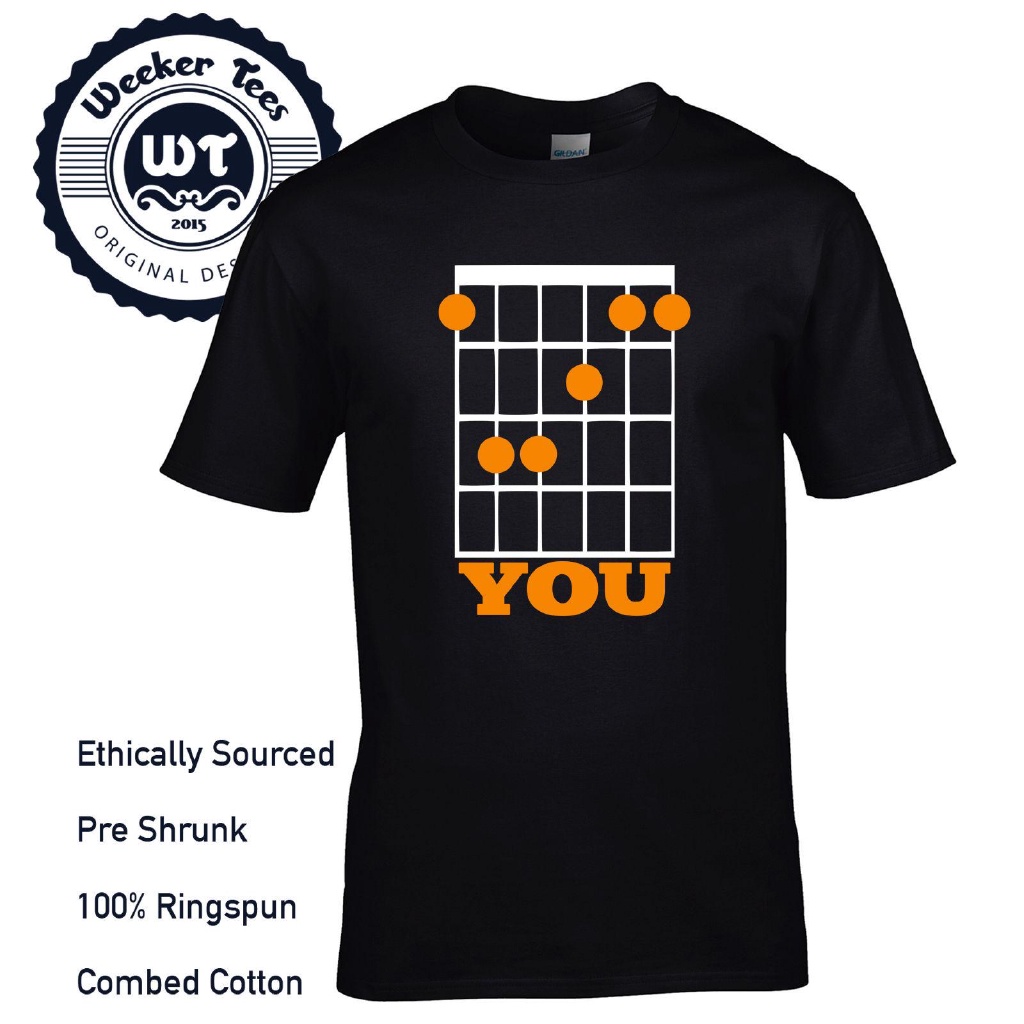 พร้อมส่ง เสื้อยืดลายกราฟฟิก f you funny guitar chord