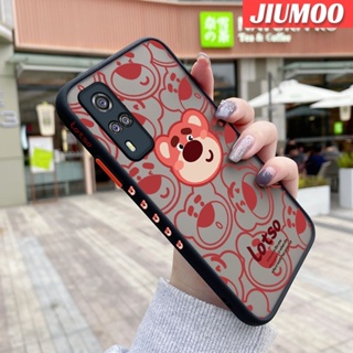 เคสซิลิโคนนิ่ม แบบใส ขอบสี่เหลี่ยม ลายหมีสตรอเบอร์รี่ กันกระแทก สําหรับ VIVO Y51 2020 Y31 2021 Y51A Y53s 4G