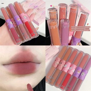 Cappuvini Double Head Cheese Mud Matte Mist ลิปกลอส Non Staining Cup Mist Face Lip Color Water Gloss ลิปโคลนโชว์ปากขาว Red Girl nuuo