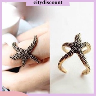 &lt;citydiscount&gt; แหวนเปิด รูปปลาดาว สีบรอนซ์ สไตล์พังก์วินเทจ สําหรับผู้หญิง