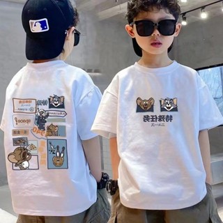 ✨【พร้อมส่ง】เสื้อยืดคอกลม แขนสั้น พิมพ์ลายการ์ตูน 3-12Y ระบายอากาศ ซับเหงื่อ ทรงหลวม สไตล์เกาหลี สุดเท่ เหมาะกับฤดูร้อน สําหรับเด็กผู้ชาย