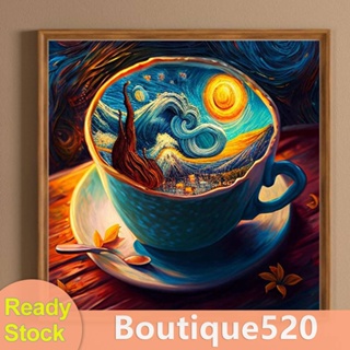 ชุดงานจิตรกรรมเม็ดบีด ทรงเพชรกลม รูปแก้วกาแฟ 5D สําหรับตกแต่งบ้าน [boutique520.th]