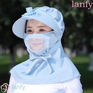 LANFY หมวกปีกกว้าง ป้องกันรังสียูวี ป้องกันแดด แบบชาร์จไฟได้ แฟชั่นฤดูร้อน สําหรับผู้หญิง