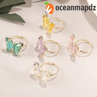 OCEANMAPDZ แหวนอะคริลิคใส รูปผีเสื้อ สีแคนดี้ แวววาว เครื่องประดับแฟชั่น สําหรับผู้หญิง