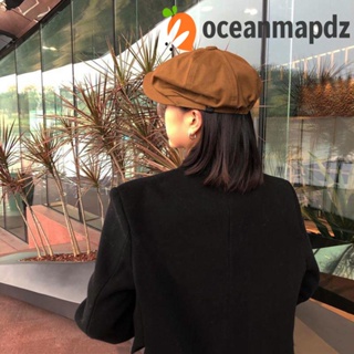 OCEANMAPDZ หมวกเบเร่ต์ หมวกแก๊ป ทรงแปดเหลี่ยม สามารถปรับได้ สีพื้น สไตล์เรโทร สําหรับผู้ชาย และผู้หญิง