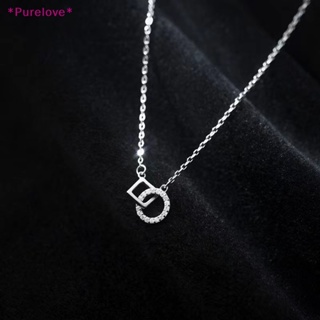 Purelove&gt; สร้อยคอโซ่ จี้ทรงเรขาคณิต ทรงสี่เหลี่ยม ประดับเพชร เครื่องประดับแฟชั่น สําหรับผู้หญิง