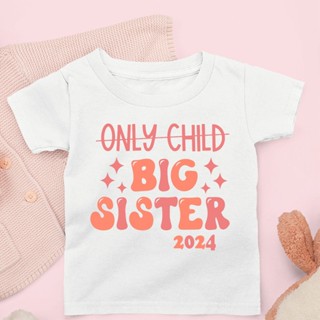 เสื้อยืด แขนสั้น พิมพ์ลาย Big Sister ประกาศ สําหรับเด็กวัยหัดเดิน 2024