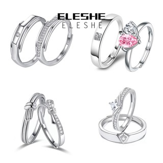 Eleshe Jewelry แหวนเงิน 925 ประดับเพชรโมอิส เรียบง่าย แฟชั่นคู่รัก ของแท้ M064