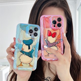 เคสโทรศัพท์มือถือแบบนิ่ม กันกระแทก ลายการ์ตูนโดนัลด์ดั๊ก แต่งแสงสีฟ้า สําหรับ Iphone 14 13 12 Pro Max 11