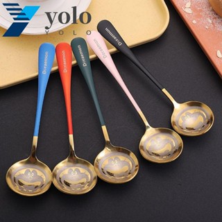 YOLO ช้อนสเตนเลส ลายไอศกรีมน้ําผึ้งน่ารัก แบบสร้างสรรค์ สไตล์เรโทร สําหรับคนขนมหวาน ไอศกรีม