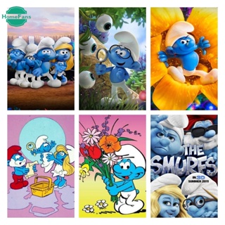 【HF】ภาพวาดปักเพชร แนวโมเสก ลาย The Smurfs 5D ขนาด 30X40 ซม. 40X50 ซม. DIY สําหรับตกแต่ง