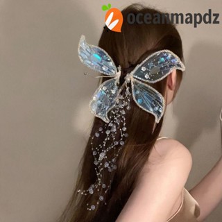 OCEANMAPDZ กิ๊บติดผม รูปผีเสื้อ ประดับเลื่อม และคริสตัลน่ารัก สไตล์เรโทร สําหรับเจ้าสาว