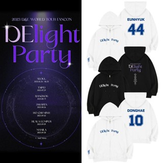 เสื้อกันหนาว มีฮู้ดดี้ มีซิป ลาย Kpop Super Junior D&amp;E DElight Party Lee DongHae EunHyuk สําหรับผู้ชาย และผู้หญิง