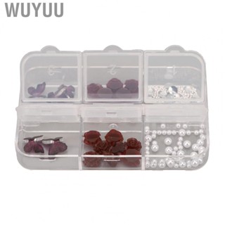 Wuyuu Dark Red Manicure  Resin Mixed Sizes Decorative Nail Artificial Butterfly Portable for Salon