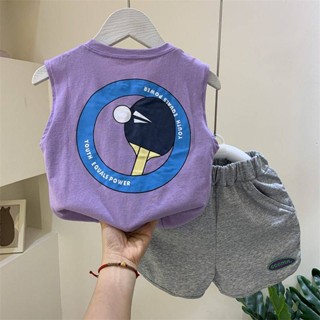 Summer Latest Boys Vest Suit Childrens Fashion Baby Domineering Summer Childrens Sleeveless Summer Two-Piece Suit MgSg