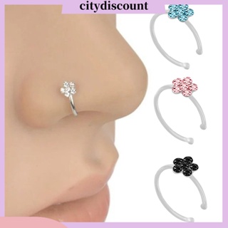 &lt;citydiscount&gt; เครื่องประดับ จิวเจาะร่างกาย จมูก รูปดอกไม้ ฝังพลอยเทียม แฟชั่นสําหรับผู้หญิง