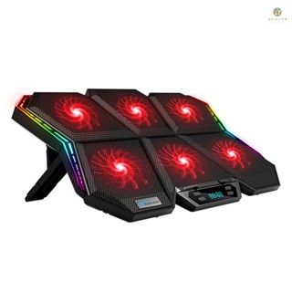 Coolcold K40 RGB พัดลมระบายความร้อน 6 ใบพัด เสียงเงียบ พร้อมขาตั้ง ปรับความเร็วลมได้ สีสันสดใส สําหรับแล็ปท็อป