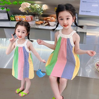 Childrens Dress Summer Western Style 2023 New TikTok Same Style Children Childrens Wear Womens Sleeveless Chiffon Skirt jeAj