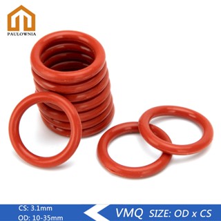 Vmq โอริงซีลปะเก็นโอริง สีแดง 10 มม.-35 มม. 100 ชิ้น ต่อชุด สําหรับสกรู และแหวนซีล CS 3.1 มม. [202307]