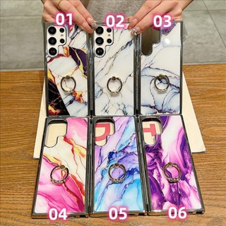 เคสโทรศัพท์มือถือ กันกระแทก ลายหินอ่อน พร้อมแหวนนิ้ว และหัวเข็มขัด สําหรับ Samsung A54 A13 S23 S21 A14