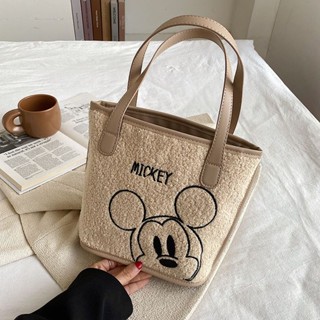 Winter woolen bag girl 2021 new cute Mickey plush hand bag large capacity lamb one-shoulder bucket bag