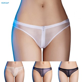 【HODRD】Zip Up Crothless See Through Briefs with Sheer Briefs Womens Lingerie Underwear【Fashion】