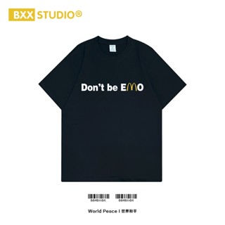 เสื้อยืดคอกลม แขนสั้น ผ้าฝ้าย พิมพ์ลายตัวอักษร BXX EMO McDonalds แฟชั่นฤดูร้อน สําหรับผู้ชาย