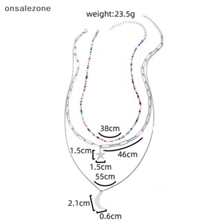 Ozth โบฮีเมียน หลายชั้น แฮนด์เมด ลูกปัด โซ่ สร้อยคอแฟชั่น พู่ ดวงจันทร์ ดาว คริสตัล จี้ เครื่องประดับ สําหรับผู้หญิง เครื่องประดับแตกต่างกัน