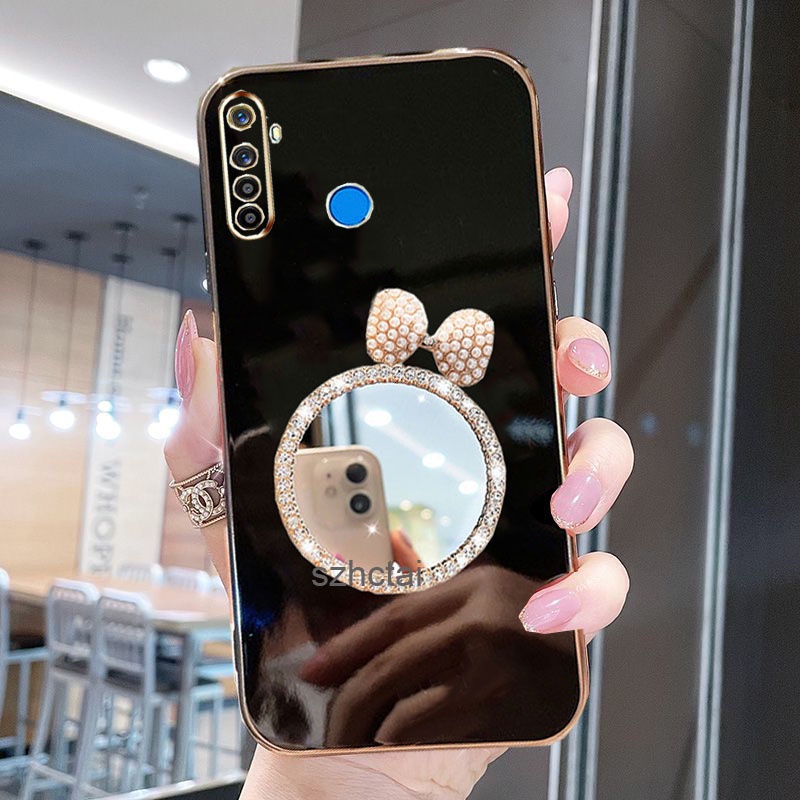 เคส Realme 5 5i 6i 5 pro c3 หรูหรา มุก โบว์ กระจกแต่งหน้า ชุบ ซิลิโคน เคสโทรศัพท์ นิ่ม Realme 5 5i 6i 5 pro c3 - รูปที่ 3