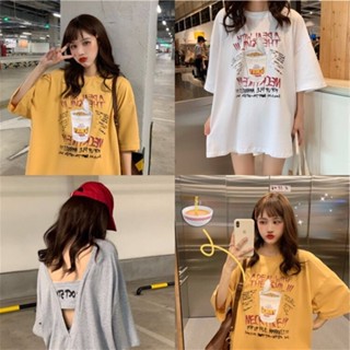 👚Konw👚 2412 เสื้อแขนสั้น ลายการ์ตูนน่ารัก แฟชั่นเกาหลี หลวม น่าประทับใจ