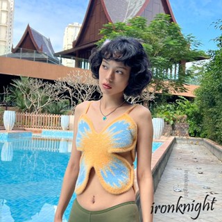 Ironknight- เสื้อกั๊ก ลายผีเสื้อ กลวง เข้ารูป แฟชั่นฤดูร้อน สําหรับผู้หญิง ใส่ไปคลับ ปาร์ตี้