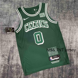 เสื้อกีฬาแขนสั้น ลายทีม NBA TNT Jersey 75 th Boston Celtics #0 Jayson Tatum เสื้อกีฬา สีเขียว 391133