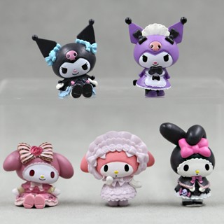 โมเดลตุ๊กตาฟิกเกอร์ Sanrio My Melody Kuromi ของเล่นสําหรับเด็ก ตกแต่งบ้าน เค้ก 5 ชิ้น