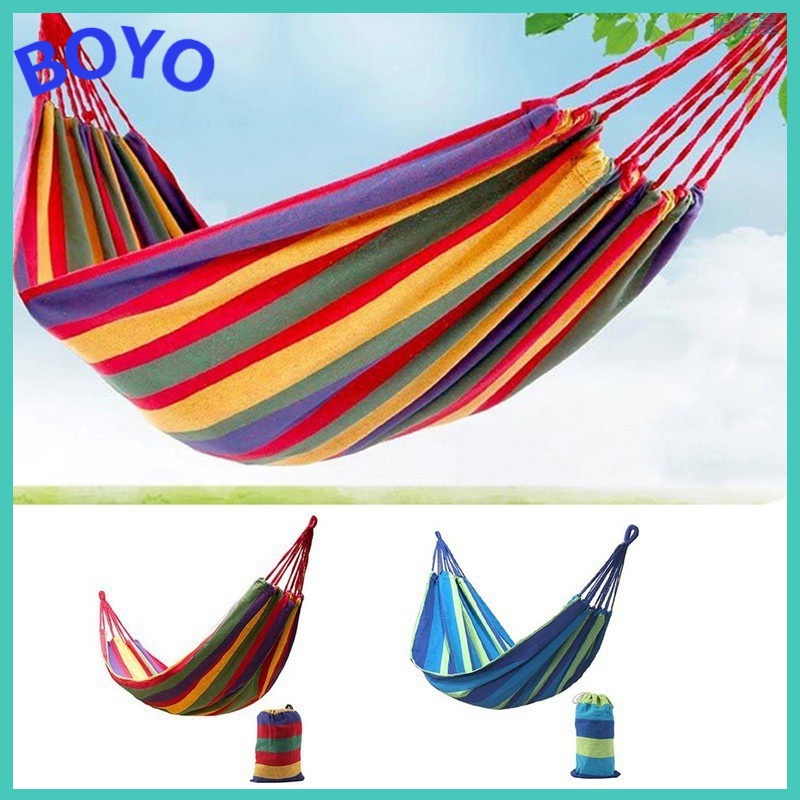 BO เปล เปลญวน เปลญวนผ้าร่ม ขนาดใหญ่280*80cm เปลญวนรับน้ำหนัก 150 กก เปลสีรุ้ง เปลผูกนอน แถมฟรีกระเป๋