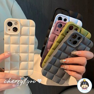 เคสโทรศัพท์มือถือแบบนิ่ม TPU ผิวด้าน กันกระแทก ลายตาราง สีพื้น หรูหรา สําหรับ IPhone 14 11 13 12 Pro Max