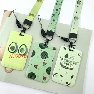 ALISOND1 เคสใส่บัตรพนักงาน ลายการ์ตูนผลไม้ พร้อมสายคล้องคอ สําหรับบัตรพนักงาน