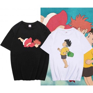 [S-5XL]Cliff On Goldfish Kyi อะนิเมะเสื้อผ้า ponyo sosuke คู่แขนสั้น Cotton T shirt