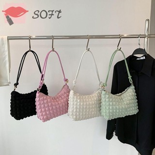 SOFTNESS กระเป๋าสะพายไหล่ ทรงเมสเซนเจอร์ จุของได้เยอะ สีพื้น แฟชั่นสําหรับสตรี