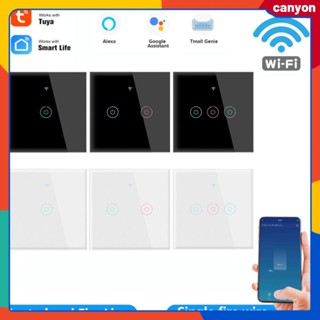 1/2/3 Gang Tuya Wifi Smart Touch Switch 110-250v Home Wall Button Switch สมาร์ทโฟน App ควบคุมกำหนดการตั้งค่าฟังก์ชั่นรองรับ Voice Control canyon