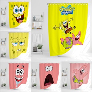  Spongebob และ Patrick Star โพลีเอสเตอร์ กันน้ํา ม่านอาบน้ํา ห้องน้ํา ตกแต่ง ม่านอาบน้ํา ผ้า ตกแต่งห้องน้ํา ชุด 12 ตะขอ