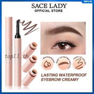 Sace Lady Waterproof Eyebrow Cream Gel With Brush Smooth Multi-use Long Wear Natural Smudge-proof 3 Color Sweatproof Tattoo Eyebrow Pencil Female Makeup (top11.th.)